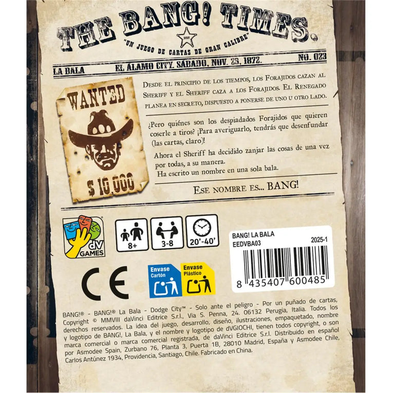 Bang! La Bala - El Juego de Mesa