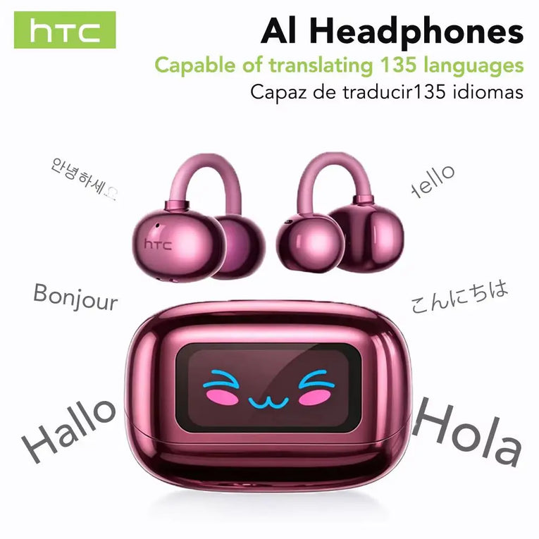 Auriculares Bluetooth HTC NE54 Inalámbricos, Clip para Oreja, Bluetooth 6.0, Pantalla Táctil y Sonido HiFi