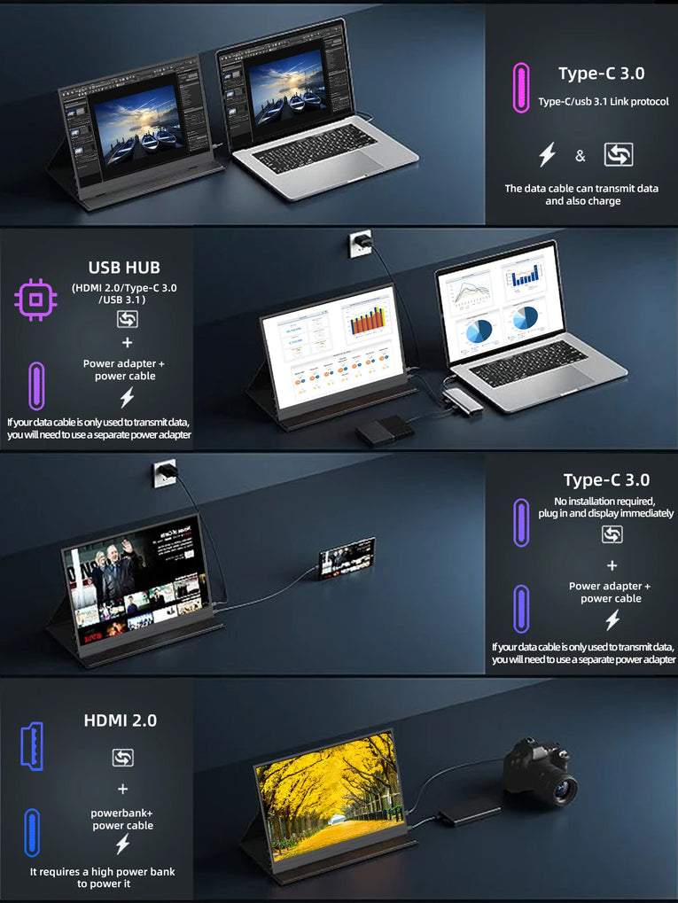 ZSUS Monitor Portátil 14” 2K (2160×1440, 60Hz) – Pantalla Externa para PC, Laptop, Xbox, PS4/PS5, Switch y Móvil