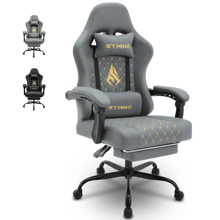 Symino Silla Para Gaming De Estilo Racing, Silla De Oficina Con Reposapiés Y Reposabrazos Ajustables
