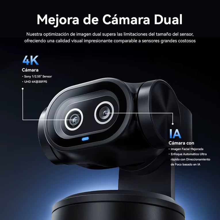 Webcam 4K EMEET PIXY Cámara De Vídeo De Seguimiento IA De Doble Cámara Con Sensor Sony Control y Enfoque Automático
