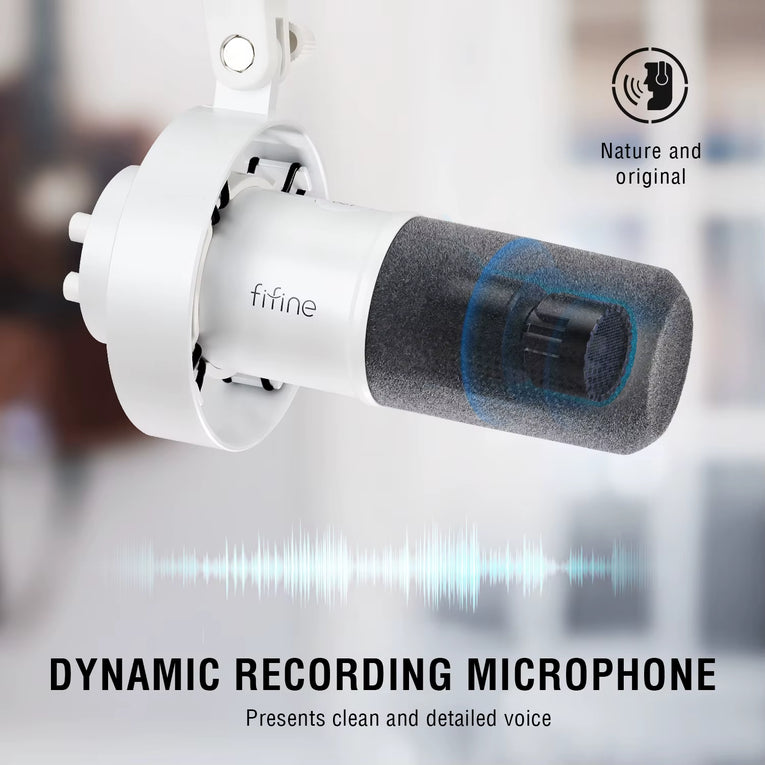 FIFINE K688 Micrófono Dinámico XLR Con Monitoreo En Tiempo Real, Transmisión USB, Con Perilla De Ganancia/Silencio Táctil