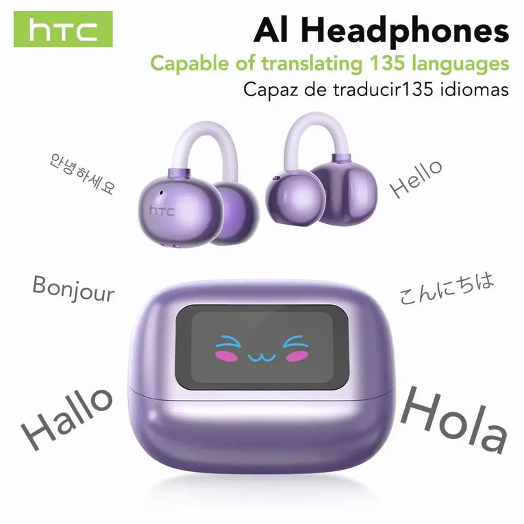 Auriculares Bluetooth HTC NE54 Inalámbricos, Clip para Oreja, Bluetooth 6.0, Pantalla Táctil y Sonido HiFi