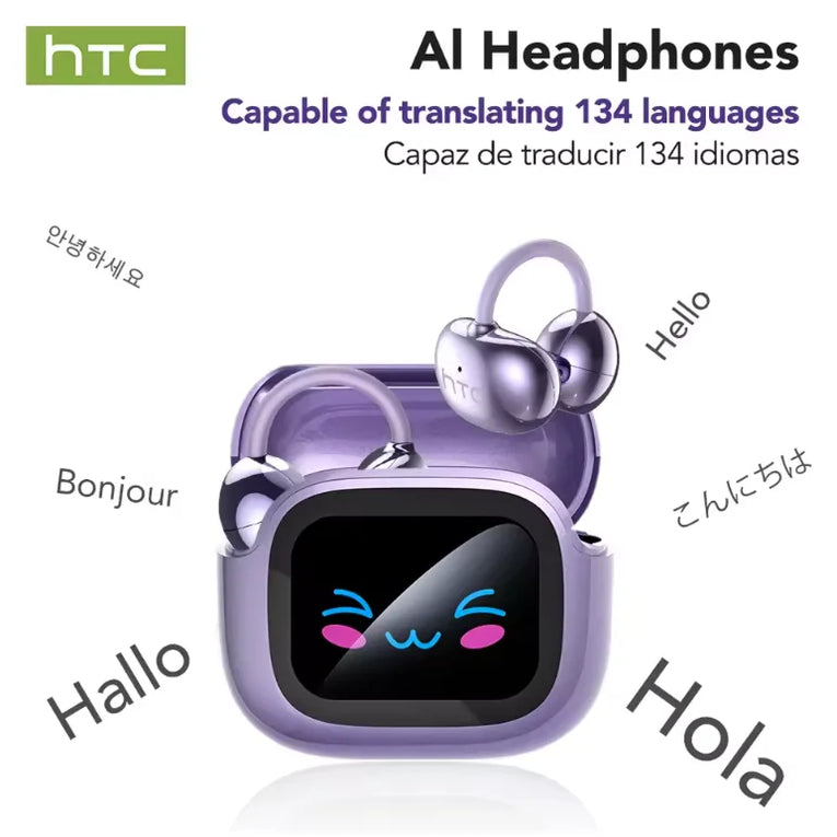 Auriculares Bluetooth HTC NE54 Inalámbricos, Clip para Oreja, Bluetooth 6.0, Pantalla Táctil y Sonido HiFi