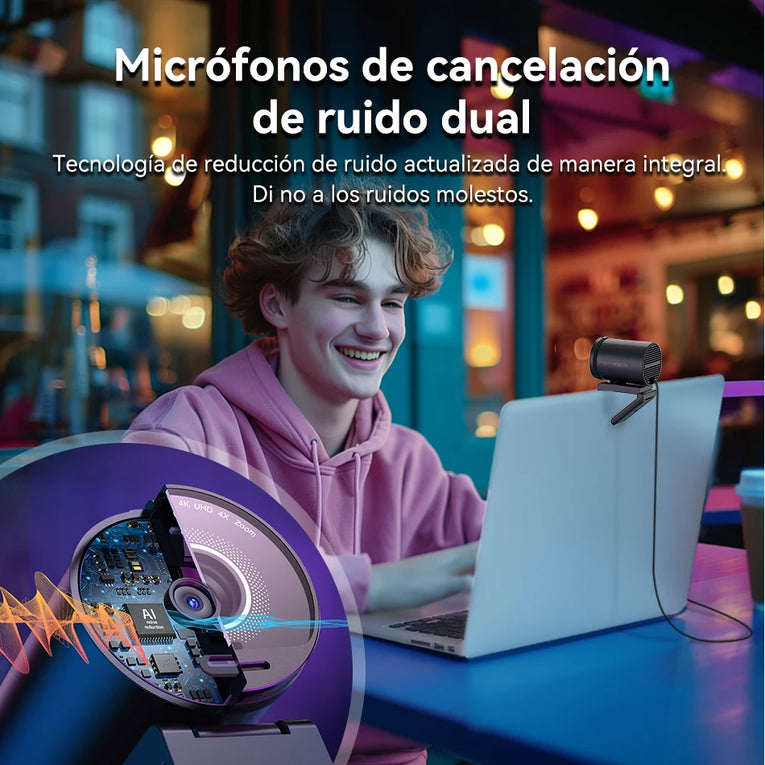 EMEET S800 4K UHD Cámara Web con sensor Sony y micrófonos duales con cancelación de ruido