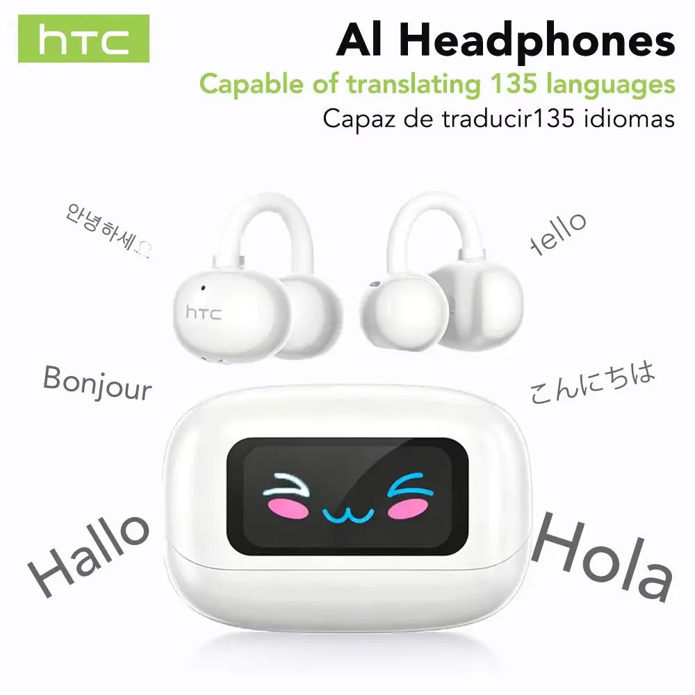 Auriculares Bluetooth HTC NE54 Inalámbricos, Clip para Oreja, Bluetooth 6.0, Pantalla Táctil y Sonido HiFi