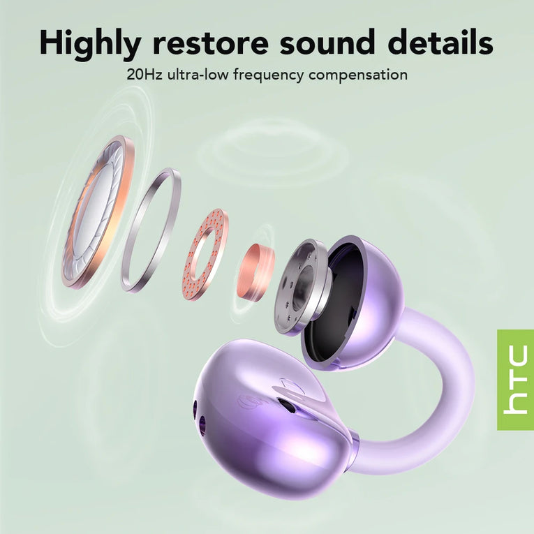 Auriculares Bluetooth HTC NE54 Inalámbricos, Clip para Oreja, Bluetooth 6.0, Pantalla Táctil y Sonido HiFi