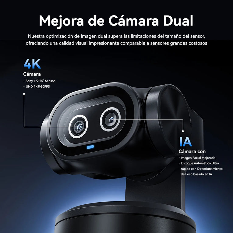 Cámara Web 4K PTZ EMEET PIXY con Doble Cámara, Seguimiento por IA, para Streaming, con Sensor Sony, Control por Gestos y Autoenfoque