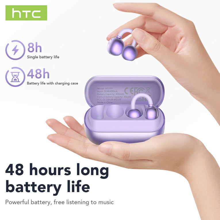 Auriculares Bluetooth HTC NE54 Inalámbricos, Clip para Oreja, Bluetooth 6.0, Pantalla Táctil y Sonido HiFi