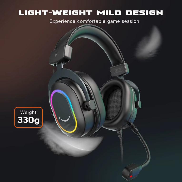 Fifine Auriculares Dinámicos RGB Con Micrófono, Audífonos Para La Oreja, Cascos Para Juegos Películas Y Música, 3 Opciones EQ, Sonido Envolvente 7.1, Dispositivo Para Ordenador PS4 Y PS5